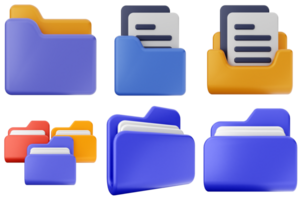 A set of different colored folders and folders png