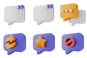A set of speech bubbles with different icons png
