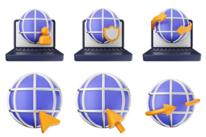 A set of icons showing the internet and a laptop png
