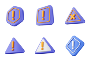 A set of different colored triangles with exclamation signs png