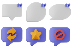 Four speech bubbles with different icons png