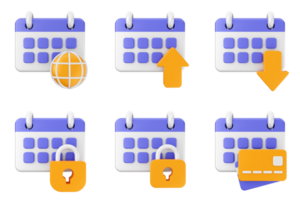 A set of icons depicting different types of calendar png