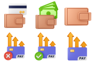 A set of icons showing different types of money png