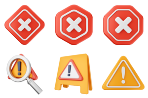 A set of different types of warning signs png