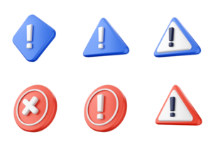 A set of three different warning icons png