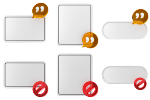Four blank speech bubbles with red and yellow speech bubbles png