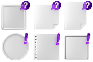 A set of blank paper with question marks png