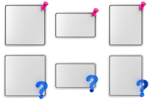 A set of blank white paper with question marks png
