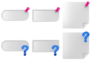 Four blank paper with question marks on them png
