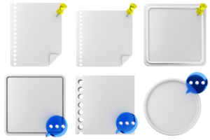 A set of blank paper with blue buttons png