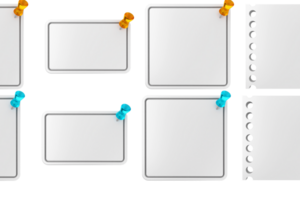 Blank paper with blue pins on black background png
