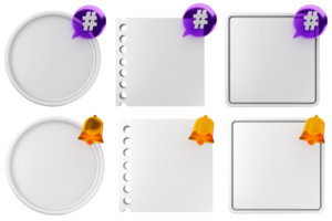 A set of blank paper with a purple button png