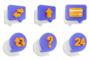 A set of four speech bubbles with different icons png