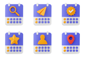 A set of icons for a calendar, map, and other items png