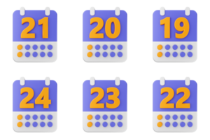 A set of four calendar icons with the dates on them png