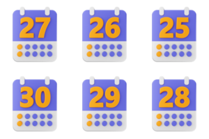 A set of four calendar icons with different dates png