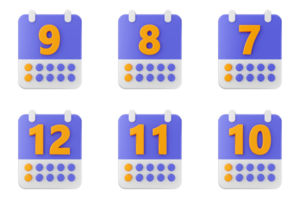 A set of four calendar icons with numbers png