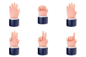 A set of four hands with different gestures png