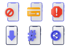 A set of icons for mobile phones with different symbols png