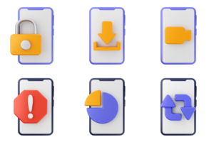 A set of four different icons on a smartphone png