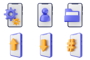 A set of icons for an app on a smartphone png