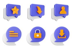 A set of four speech bubbles with icons png