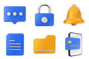A set of icons that include a phone, a credit card, a bell and a lock png