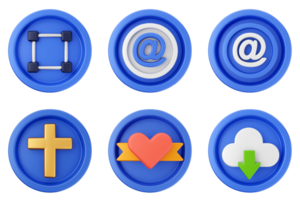 A set of blue buttons with different icons png