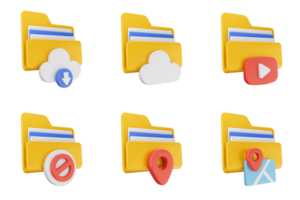 A set of folders with icons on them png