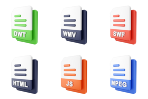 A set of different colored files on a black background png