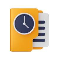A clock and a folder on a black background png
