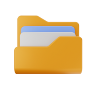 An orange folder with three files inside png
