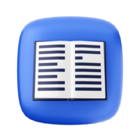 A blue button with an open book on it png