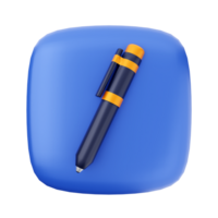 A blue and orange pen on a square button png
