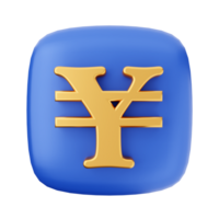 Yuan symbol on a blue square button png