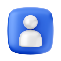 A blue and white icon with a person on it png