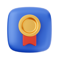 A blue button with a gold medal on it png