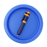 A blue plate with a pen and a black background png
