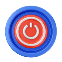 A red and blue button with a power symbol png