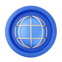 A blue button with a globe on it png