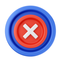 A red and blue button with an x on it png