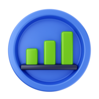 A blue button with a green bar chart on it png