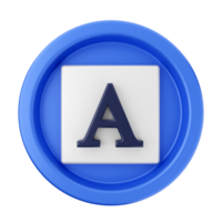 A blue button with the letter a on it png