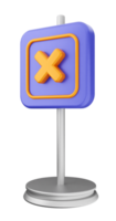 A purple and orange sign with an x on it png