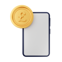 Mobile phone with coin on black background png