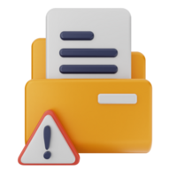 An icon of a folder with a document and a caution sign png