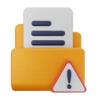 A folder with a document and a caution sign png