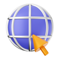 A blue globe with an orange arrow pointing to it png