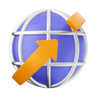 A globe with an arrow pointing up png