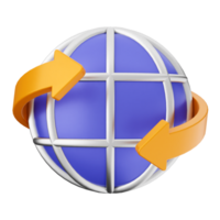 A blue globe with two arrows pointing to it png